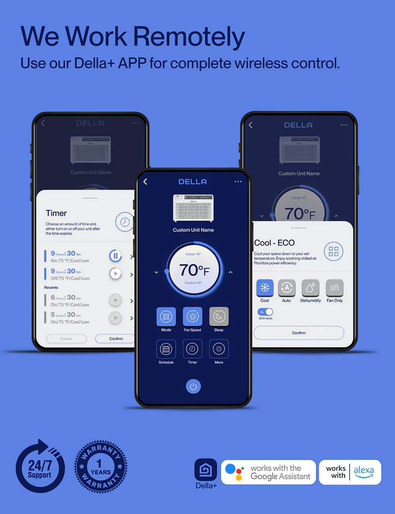 DELLA Fenestra Series 14000 BTU Smart Window AC with Remote/App Control Cools Up To 700 Sq Ft - Image 6