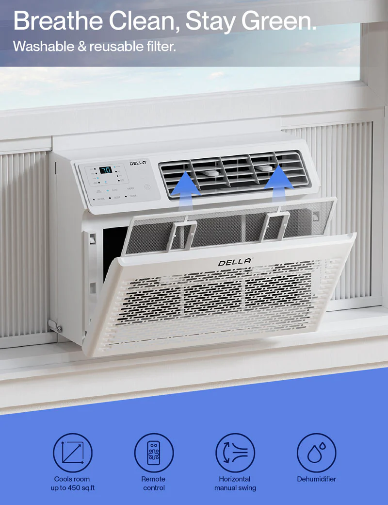 DELLA Fenestra Series 10000 BTU Smart Window AC with Remote/App Control, Cools Up to 450 Sq. Ft - Image 4