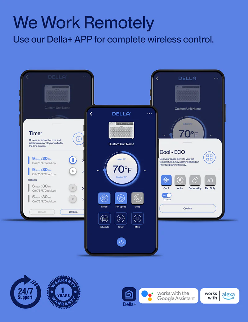 DELLA Fenestra Series 12000 BTU Smart Window AC with Remote/App Control, Cools Up to 550 Sq. Ft - Image 6
