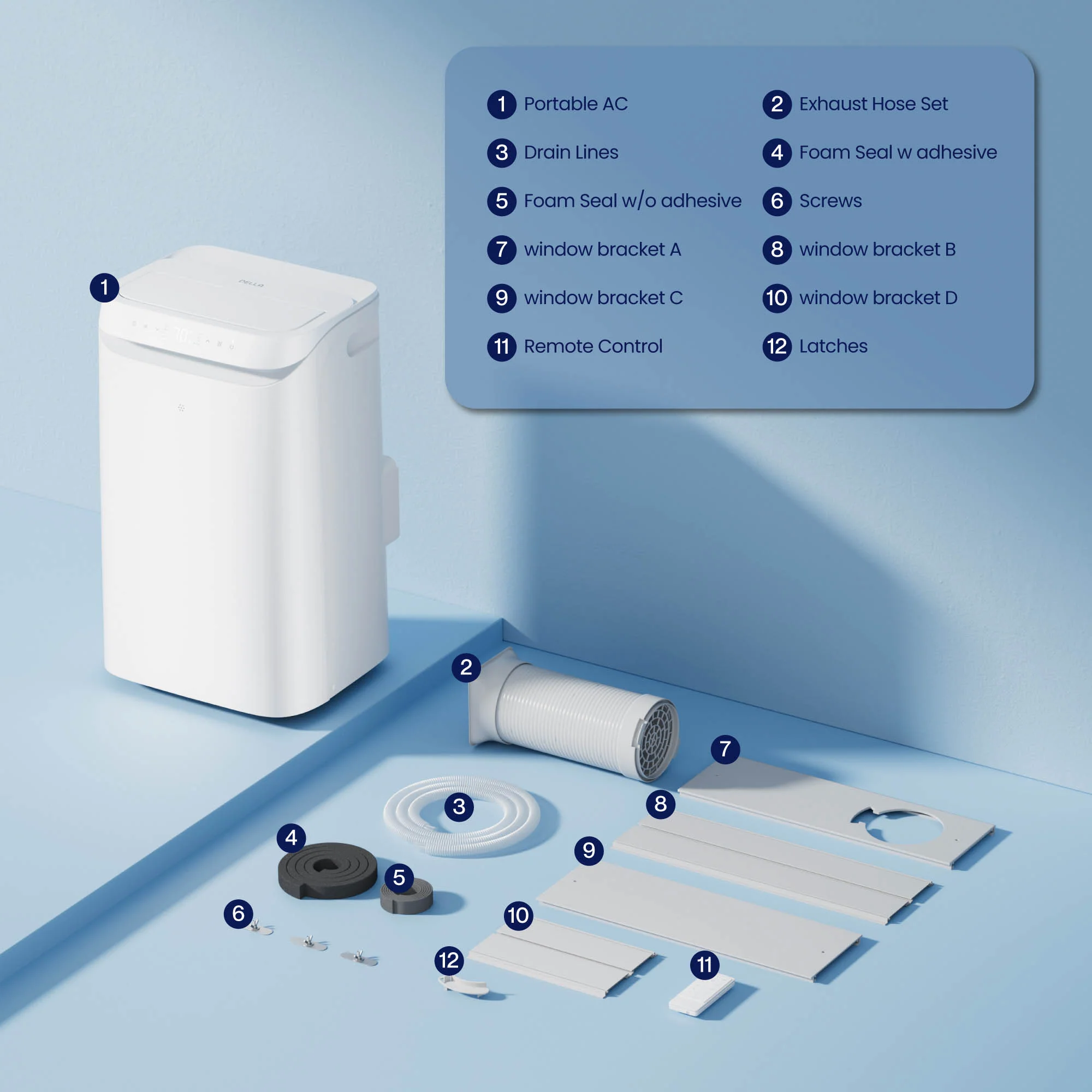 DELLA 14,000 BTU Drainage-Free Portable Air Conditioner for Rooms Up to 450 Sq. Ft. - Image 9
