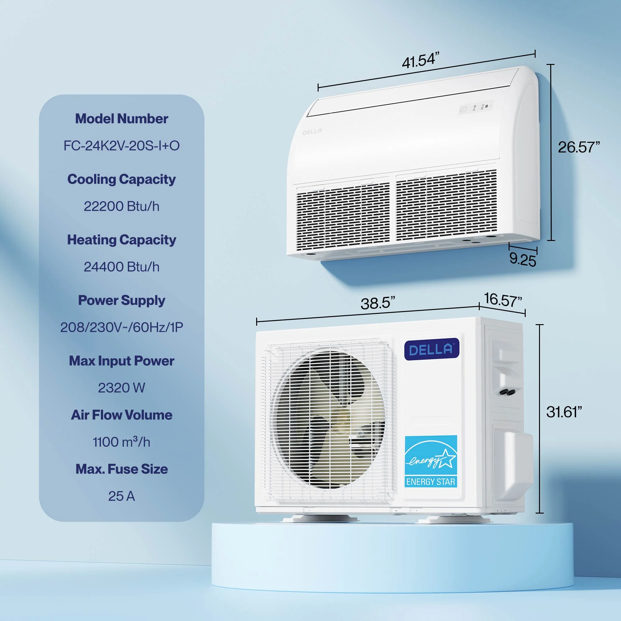 DELLA 22200 BTU 20 SEER2 Floor Mounted Mini Split AC - Up to 1500 Sq. Ft. - Image 9