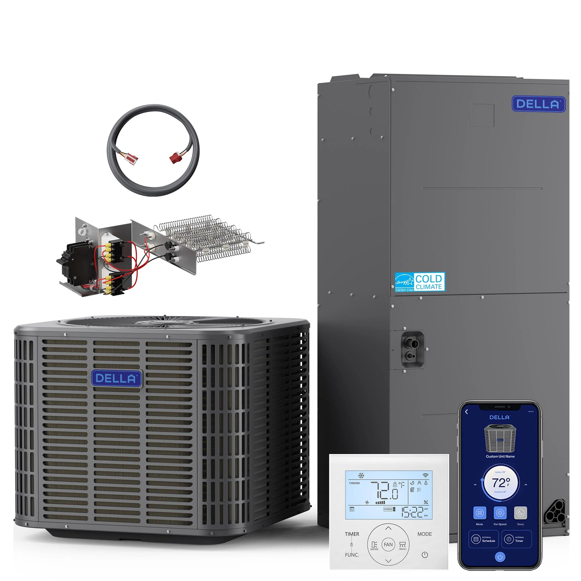 DELLA 24,000 BTU 18 SEER2 Ducted Central Air Conditioner with Air Handler - Image 151