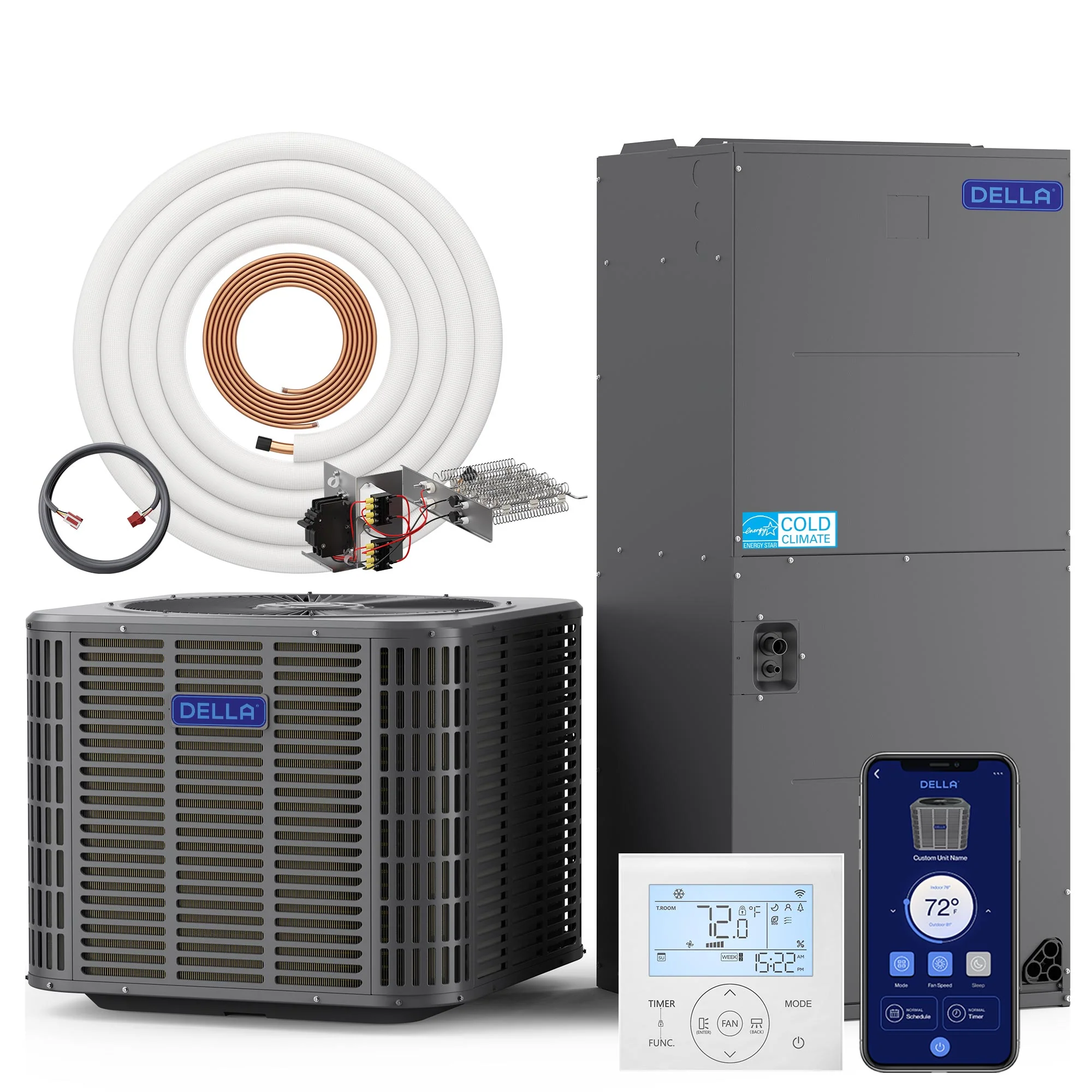 DELLA 24,000 BTU 18 SEER2 Ducted Central Air Conditioner with Air Handler - Image 83