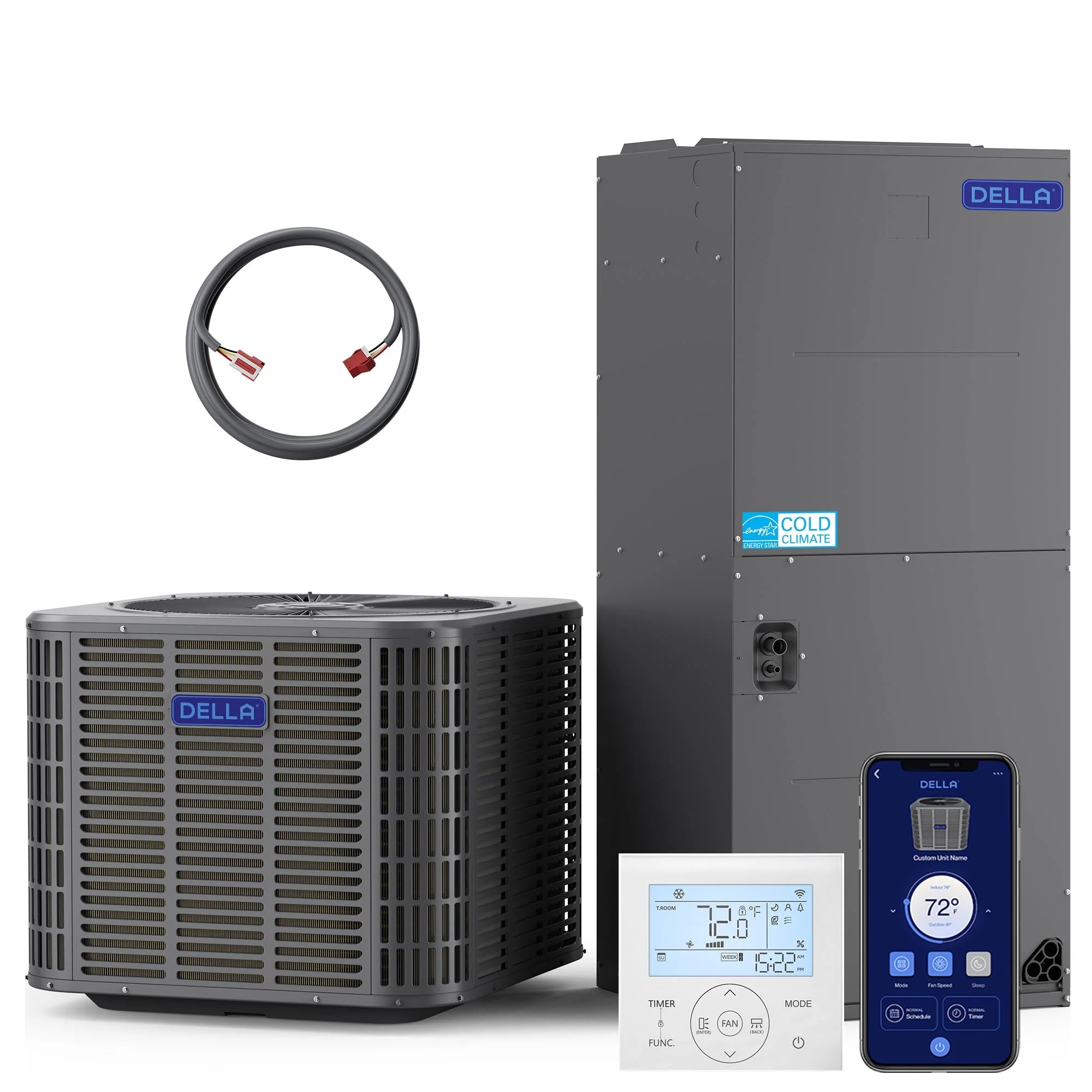 DELLA 34,000 BTU 19 SEER2 Ducted Central Air Conditioner with Air Handler - Image 141