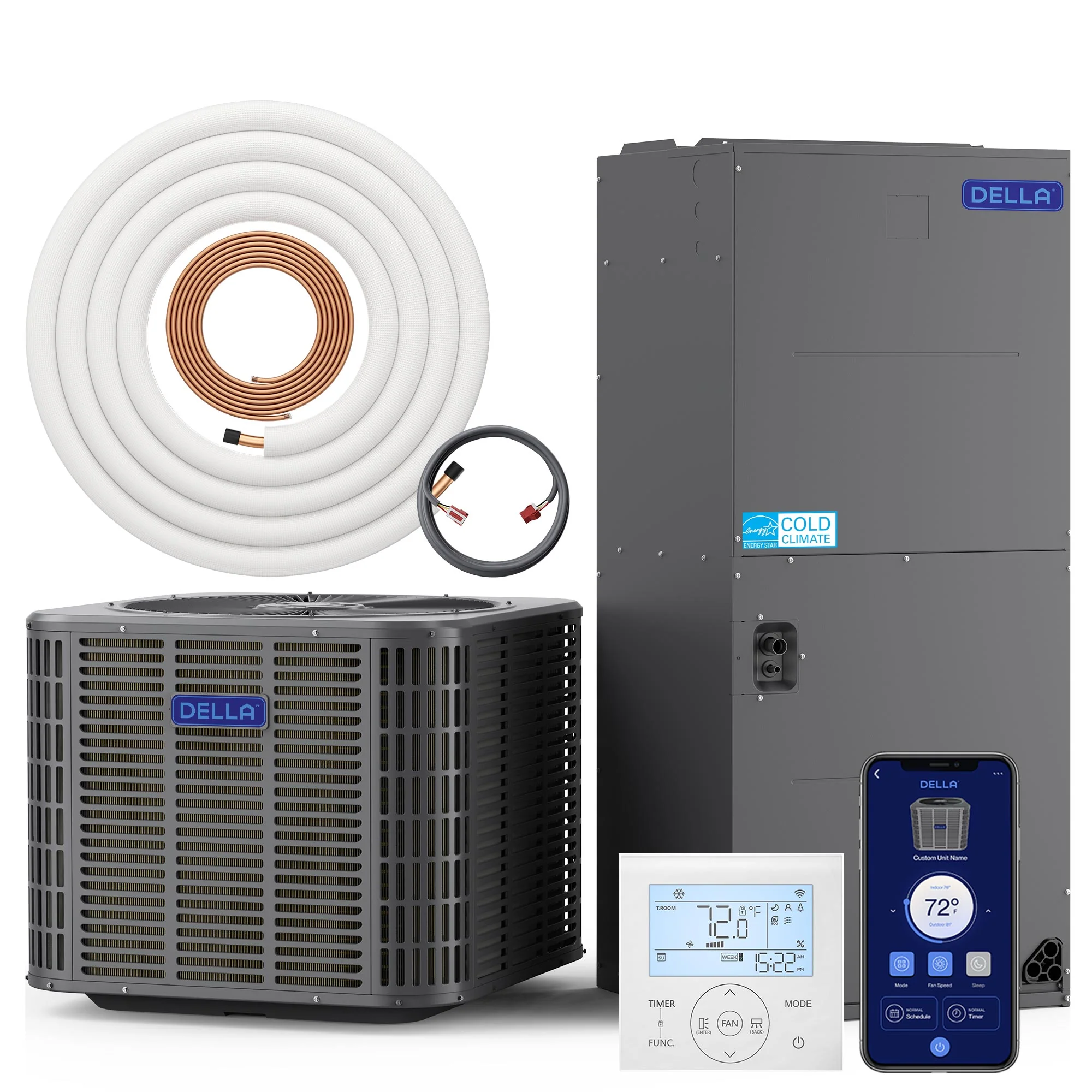 DELLA 34,000 BTU 19 SEER2 Ducted Central Air Conditioner with Air Handler - Image 73