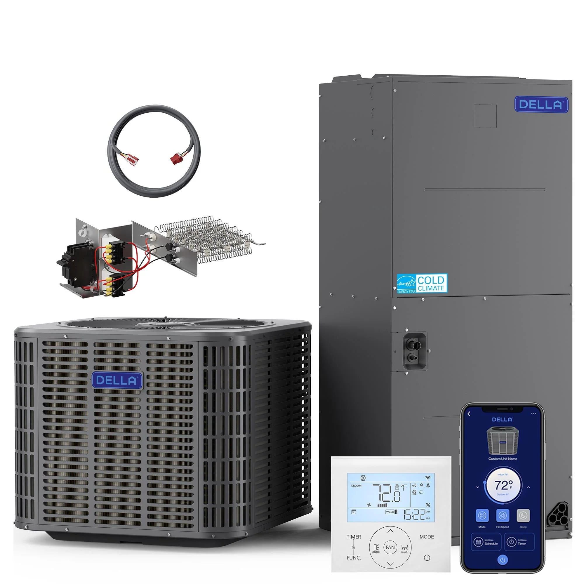 DELLA 47,000 BTU 18 SEER2 Ducted Central Air Conditioner with Air Handler - Image 161