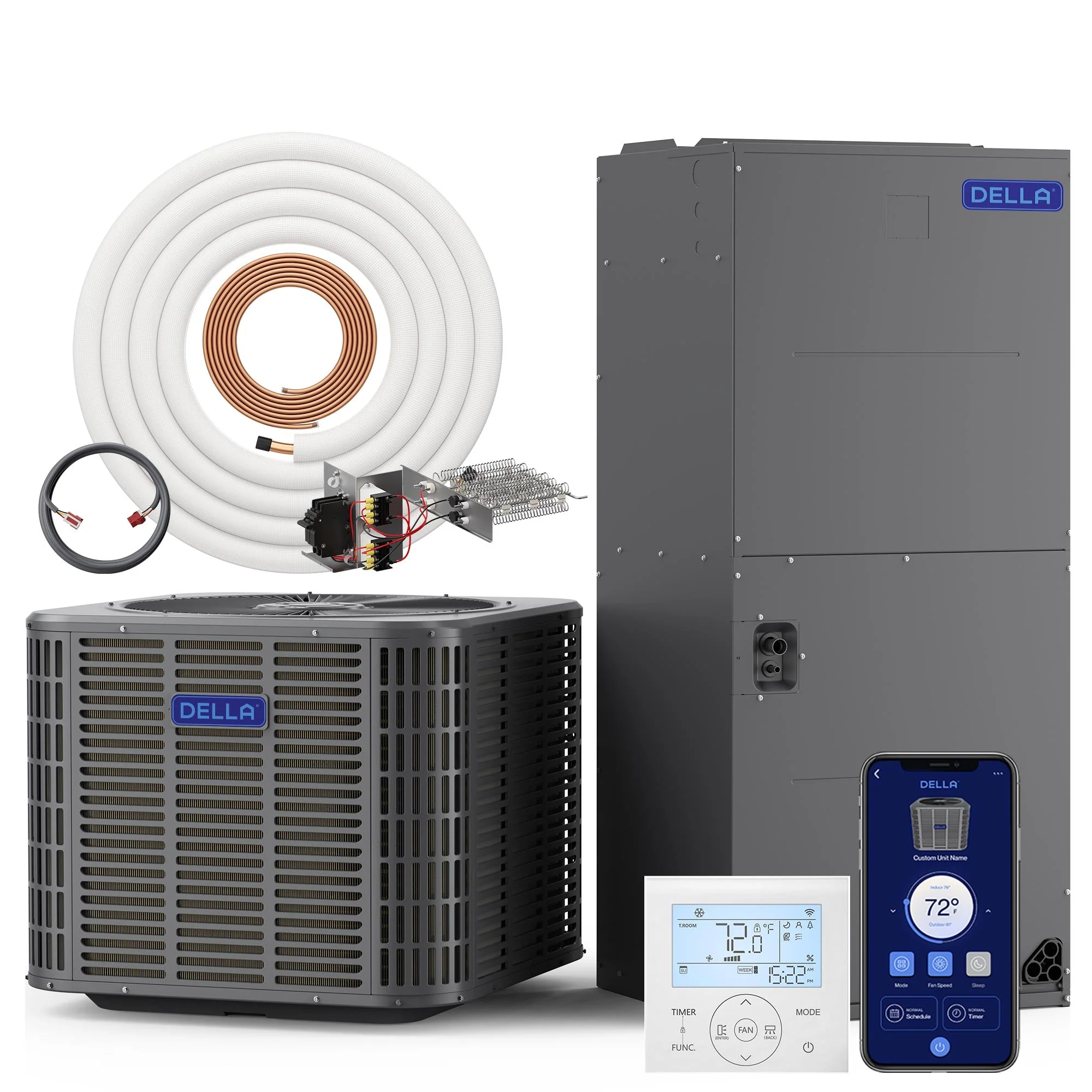 DELLA 53,000 BTU 17 SEER2 Ducted Central Air Conditioner with Air Handler - Image 93