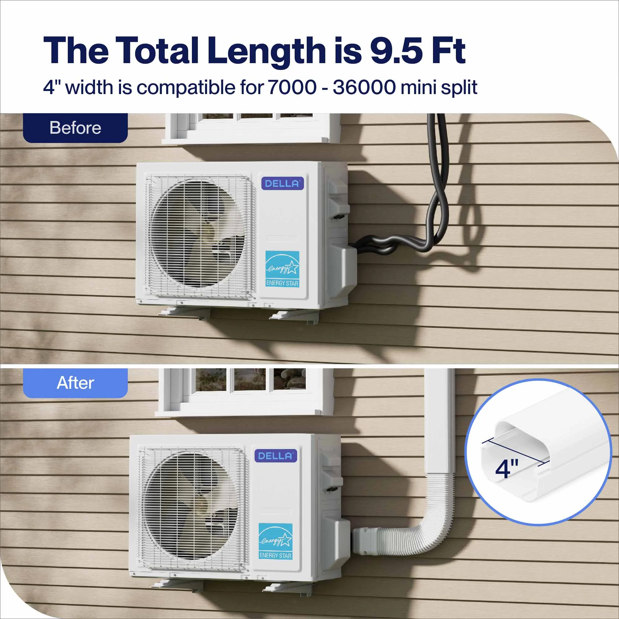 DELLA Mini Split Line Set Cover with Flexible Duct - Image 22