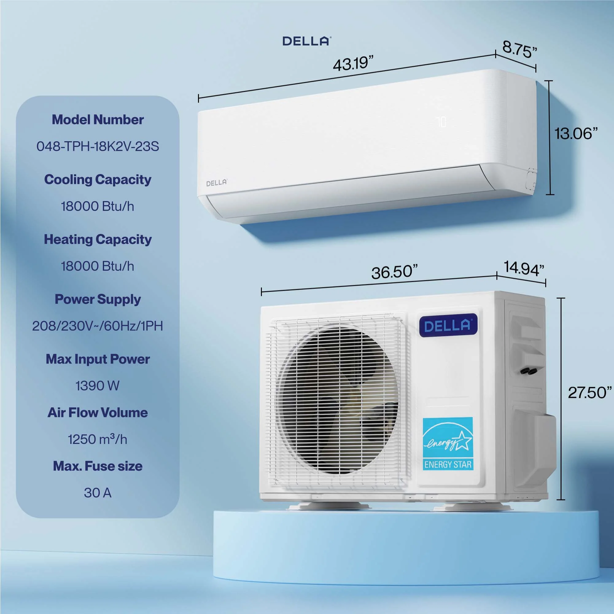 DELLA Optima Pro Series 18000 BTU 23.5 SEER2 Ultra Hyper Heat Mini-Split AC - Up to 1000 Sq.Ft. - Image 10