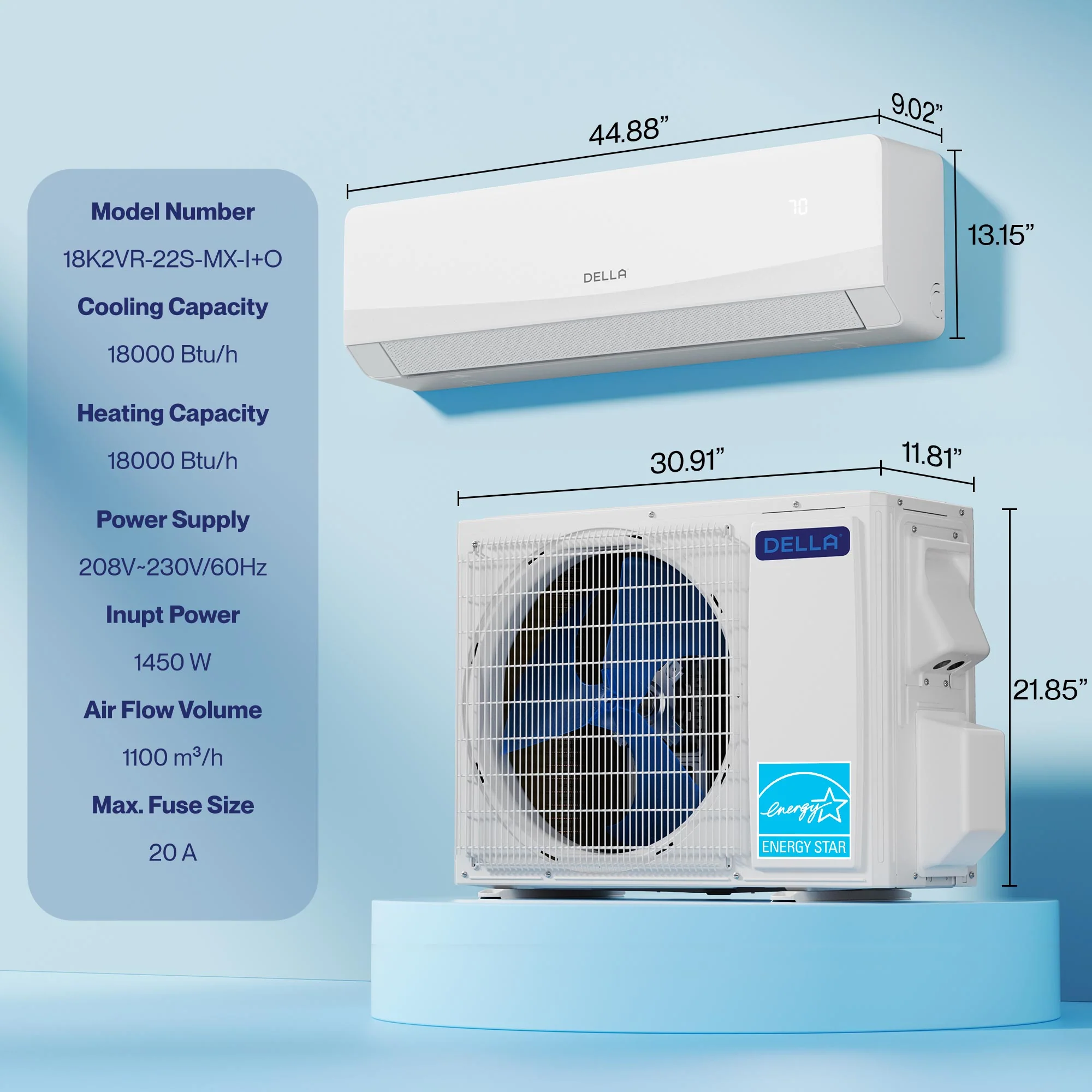 DELLA Serena CloudAir Series 18000 BTU 22 SEER2 Mini Split Heat Pump AC - Up to 1000 Sq.Ft. - Image 9