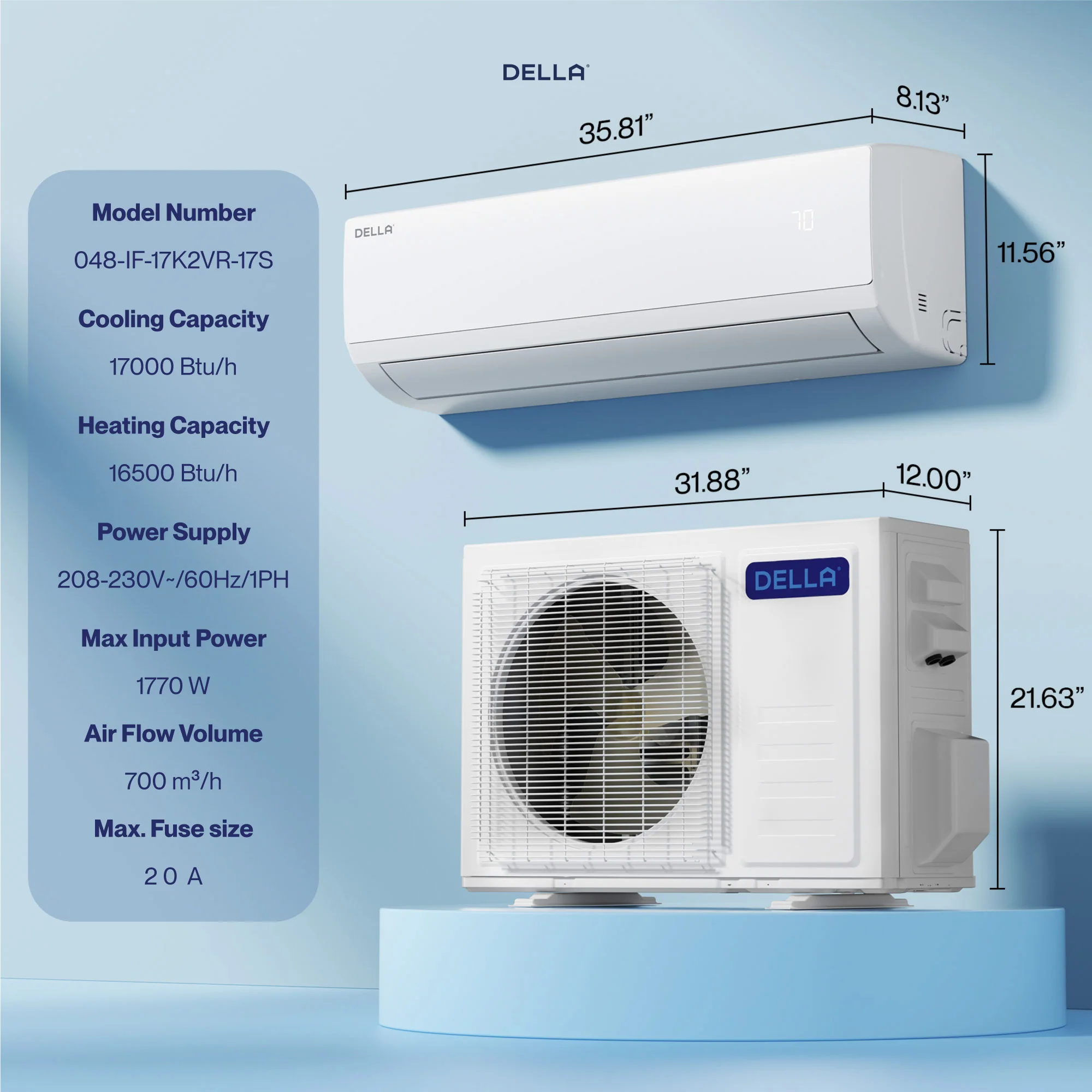 DELLA Econo Series 17000 BTU 17 SEER2 Mini Split Heat Pump AC-Up to 1000 Sq.Ft. - Image 9
