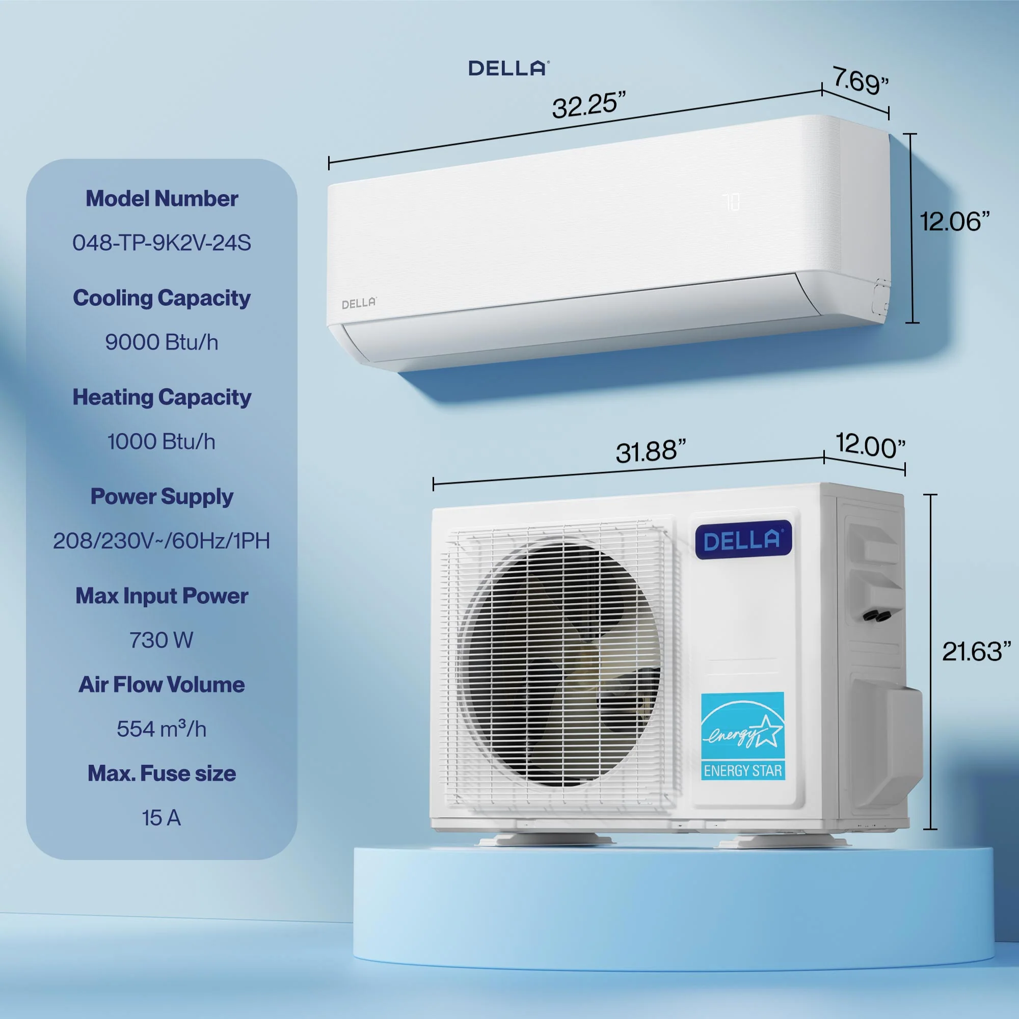 DELLA Optima Series 9000 BTU 24 SEER2 Ultra Heat Mini Split AC - Up to 400 Sq.Ft. - Image 39