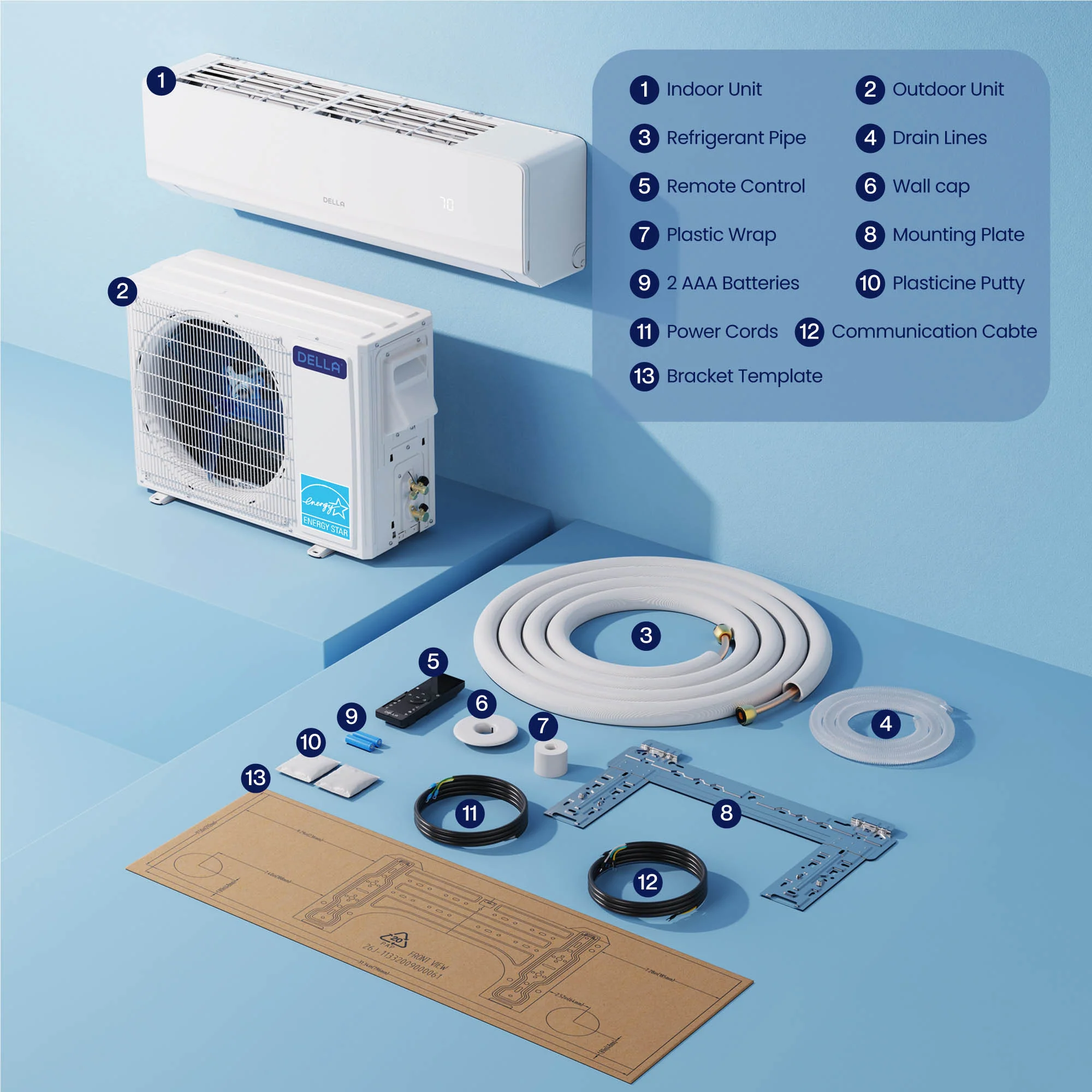 DELLA Serena Series 12000 BTU 22 SEER2 Mini-Split Heat Pump AC - Up to 550 Sq.Ft. - Image 8