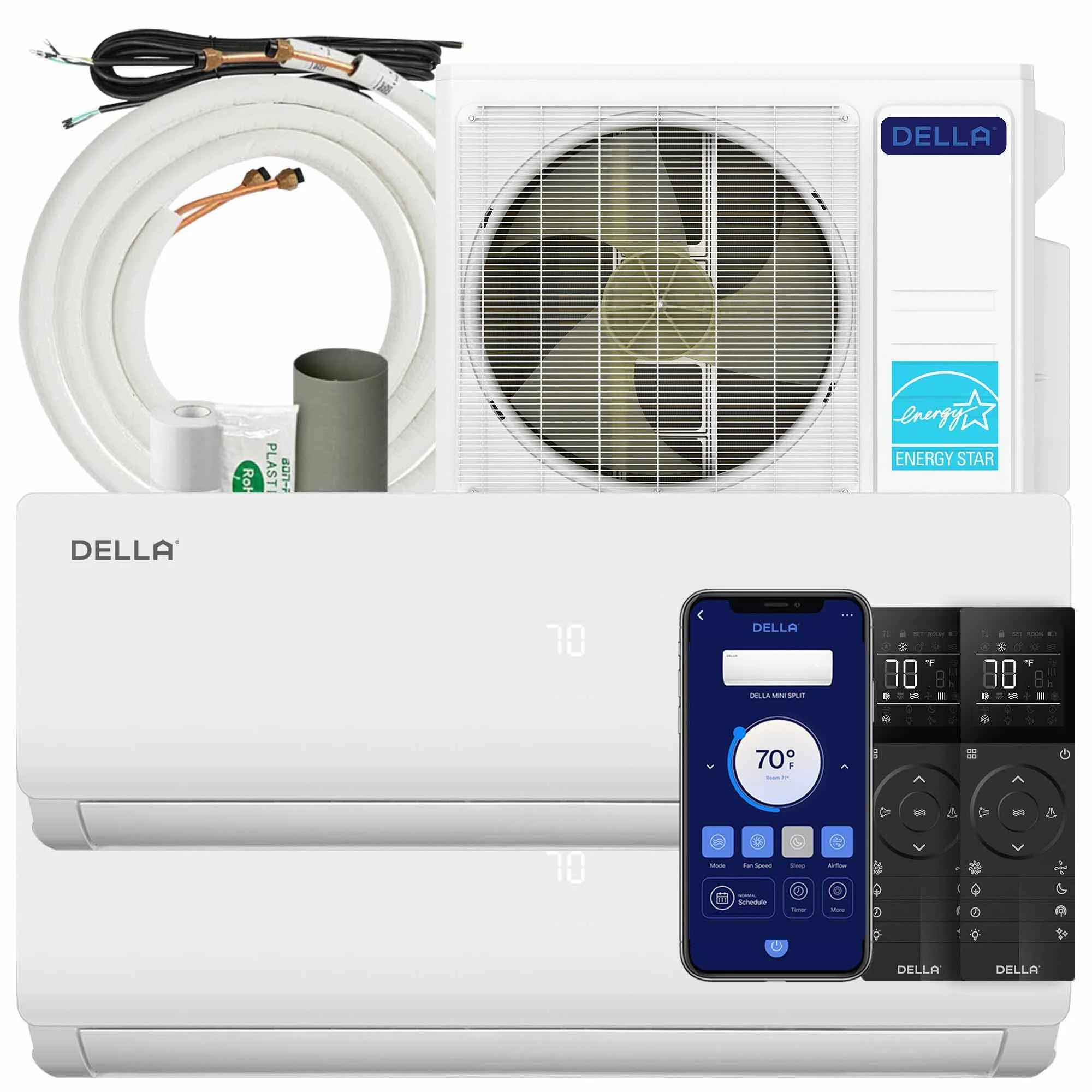 DELLA Vario Series 20000 BTU Dual Zone Mini Split AC (9K + 12K) - Up to 950 Sq.Ft.